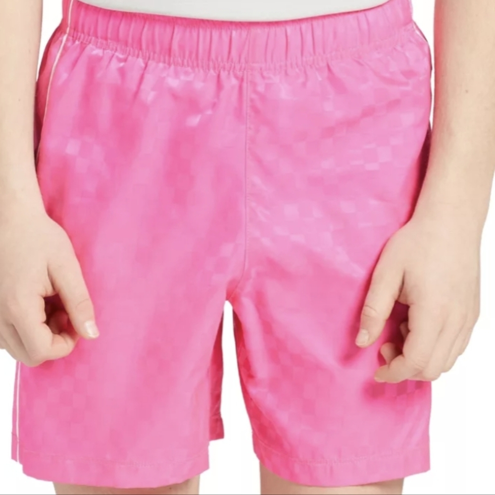 NWT Boys Vibrant Pink Checkered  Soccer Woven Shorts